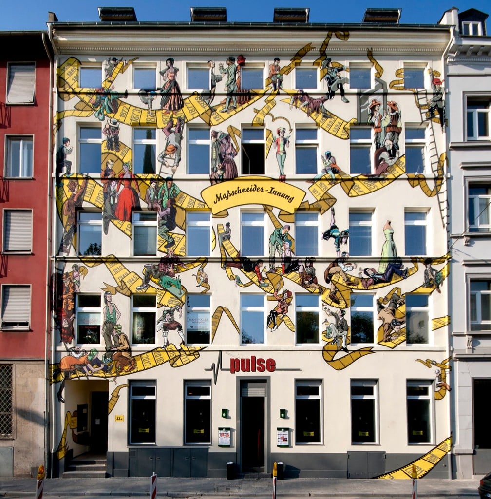 Fassadengestaltung Maßschneider-Innung Rhein-Main Frankfurt – Gesamtansicht über fünf Geschosse